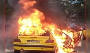احتراق سيارة اجرة