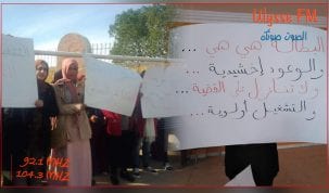 المعطلون عن العمل في تطاوين يحتجون و يطالبون باحداث صندوق التأمين على البطالة